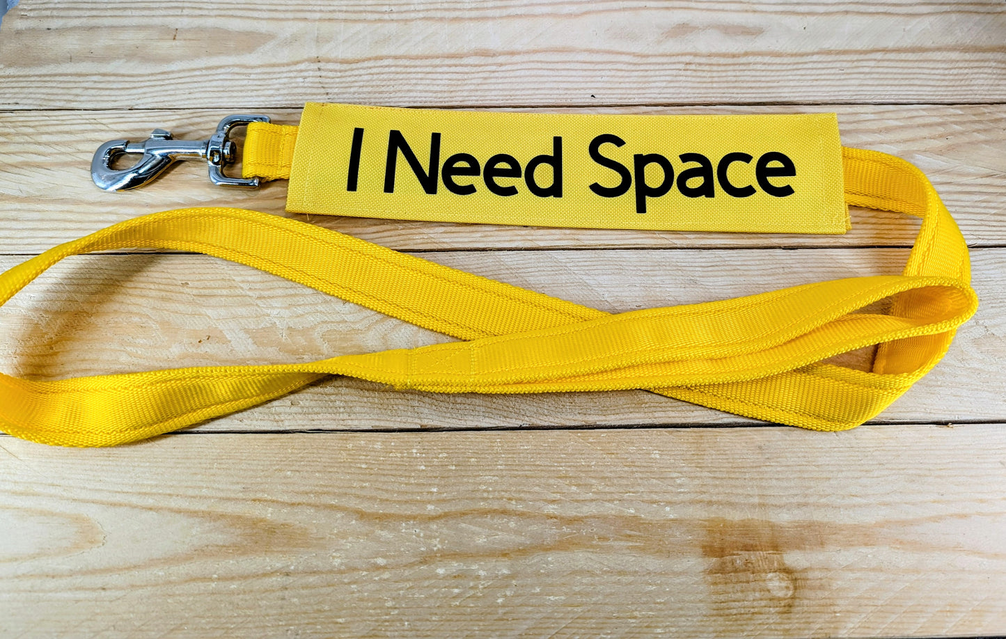 I Need Space Dog Lead Slip Cover on lead