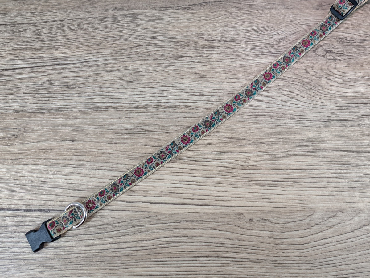 Beige Floral Small Dog/Puppy Collar