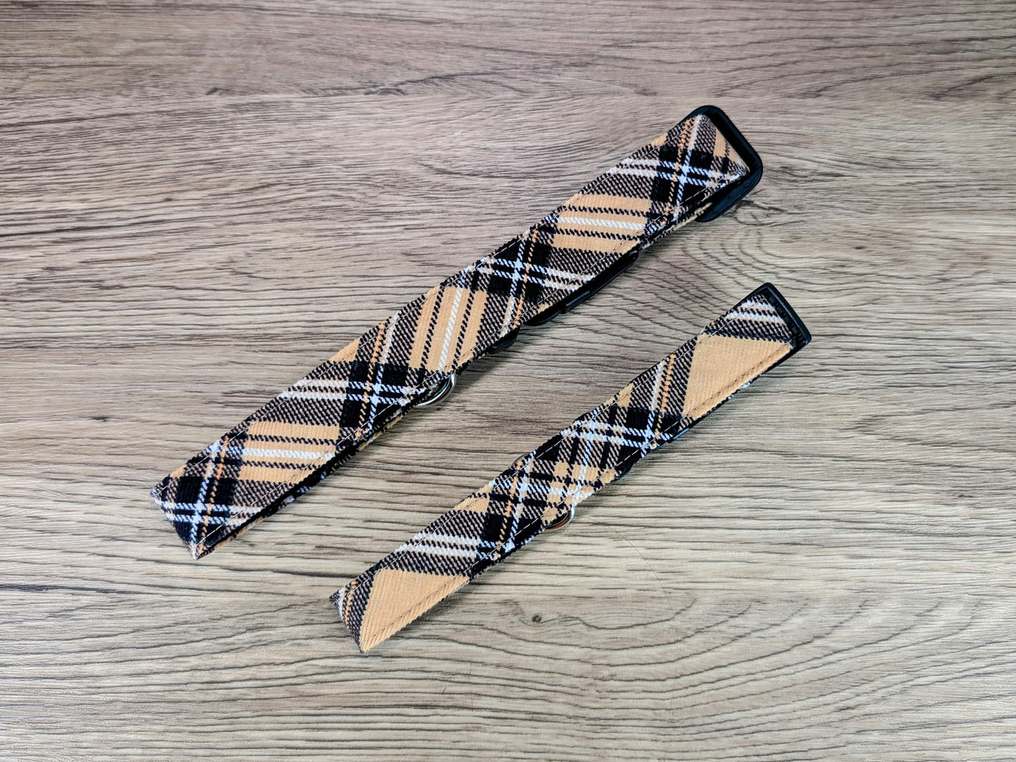 Beige Tartan/Plaid Dog Collar