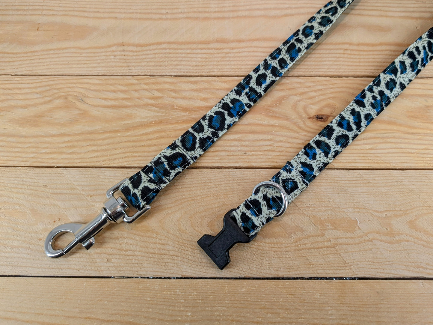 Blue Leopard Print Dog Collar