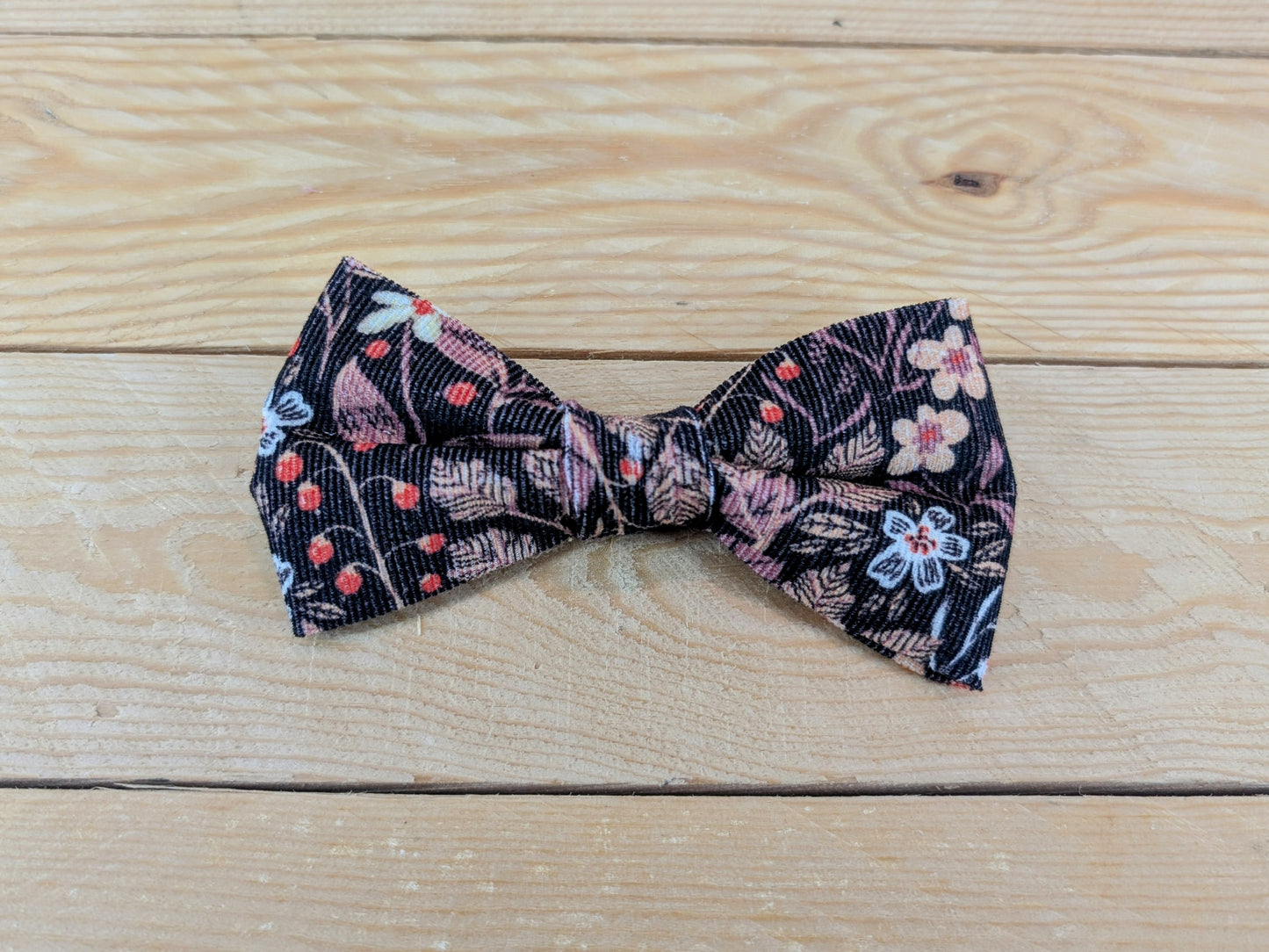 Brown Berries and Flowers Dog Bow Tie