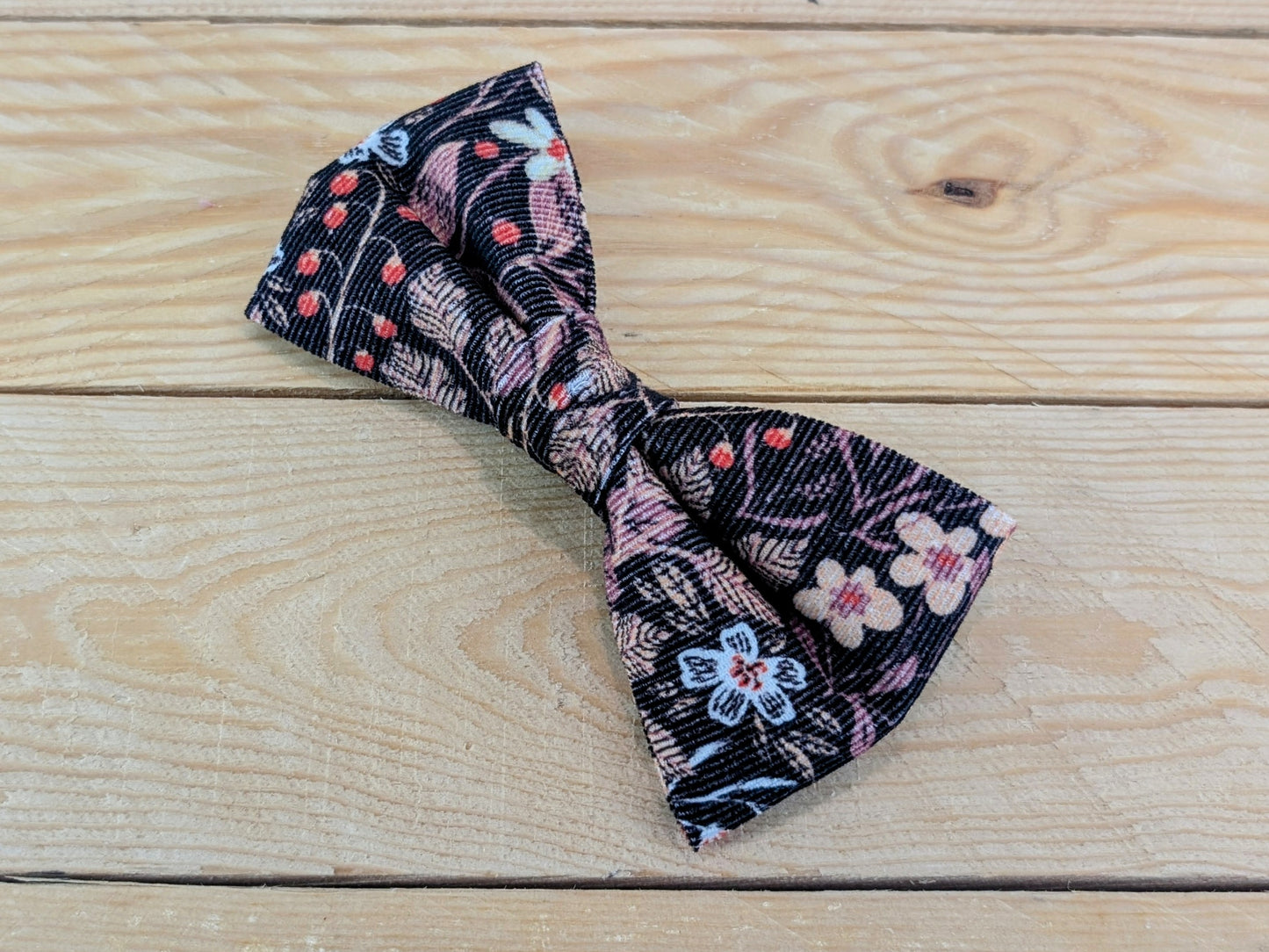 Brown Berries and Flowers Dog Bow Tie