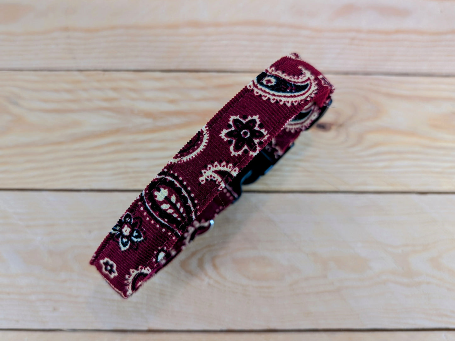 Burgundy Paisley Dog Collar