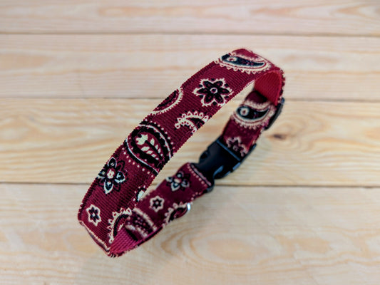 Burgundy Paisley Dog Collar