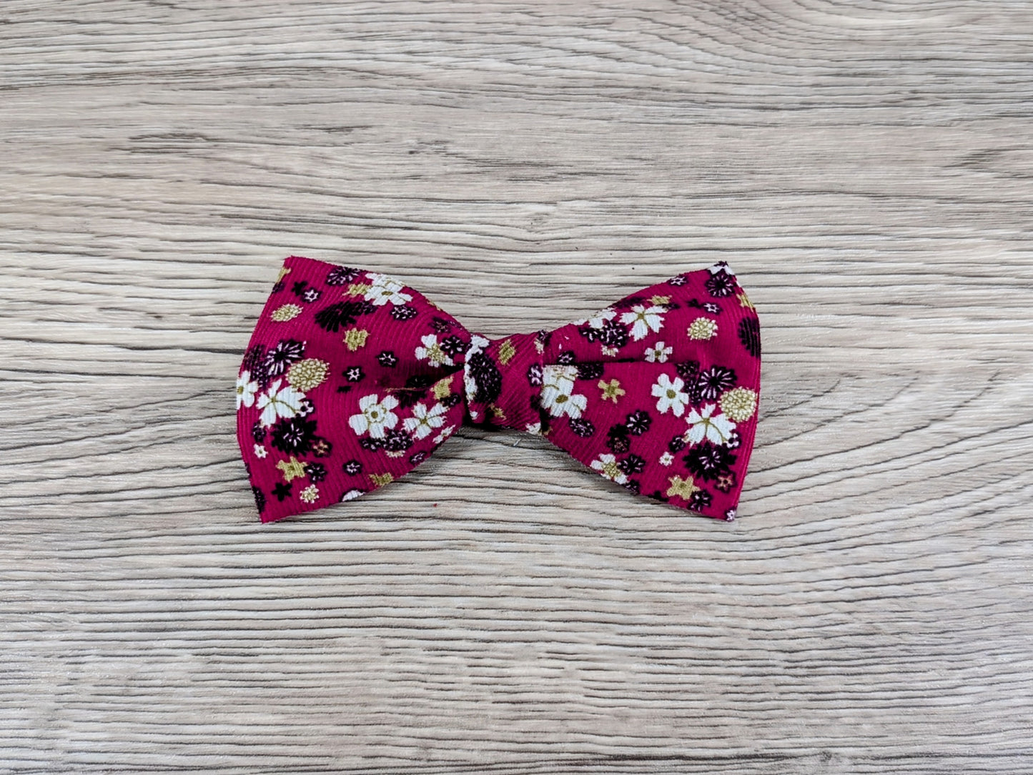 Cerise Floral Dog Bow Tie