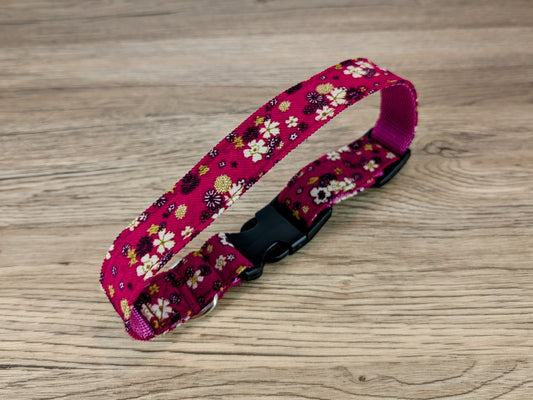 Cerise Floral Dog Collar
