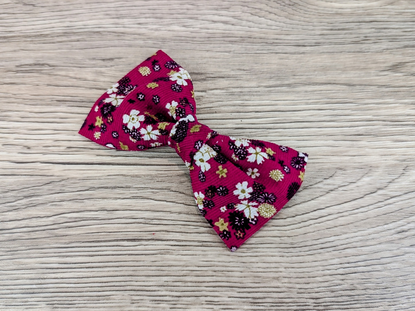 Cerise Floral Dog Bow Tie