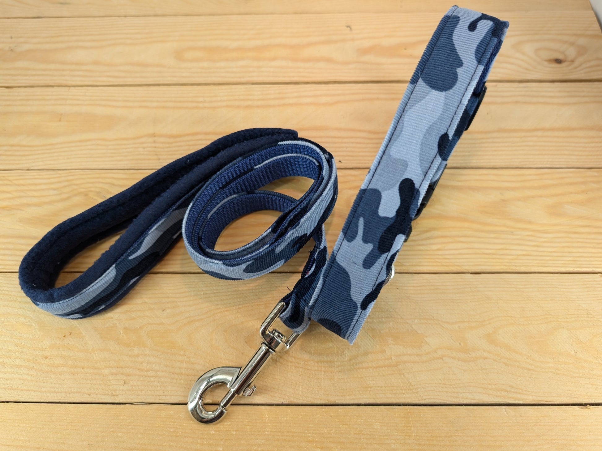 Blue Urban Camo Dog Collar with matching Dog Lead