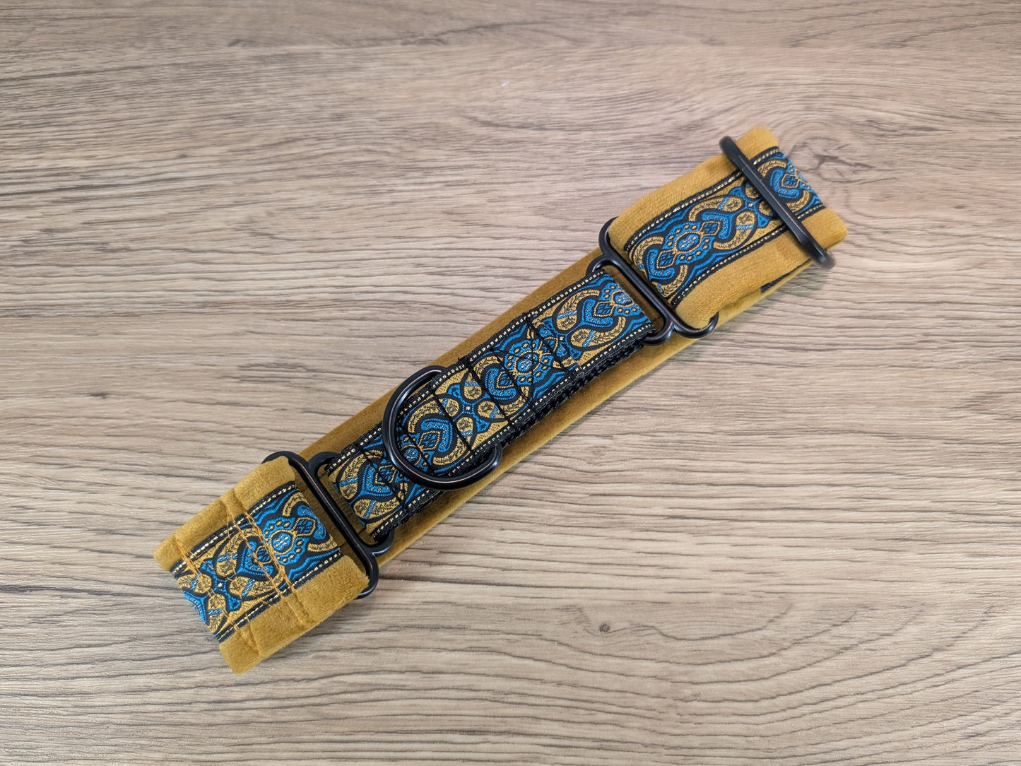 Gold Velvet Lined Martingale/Half-check Dog Collar