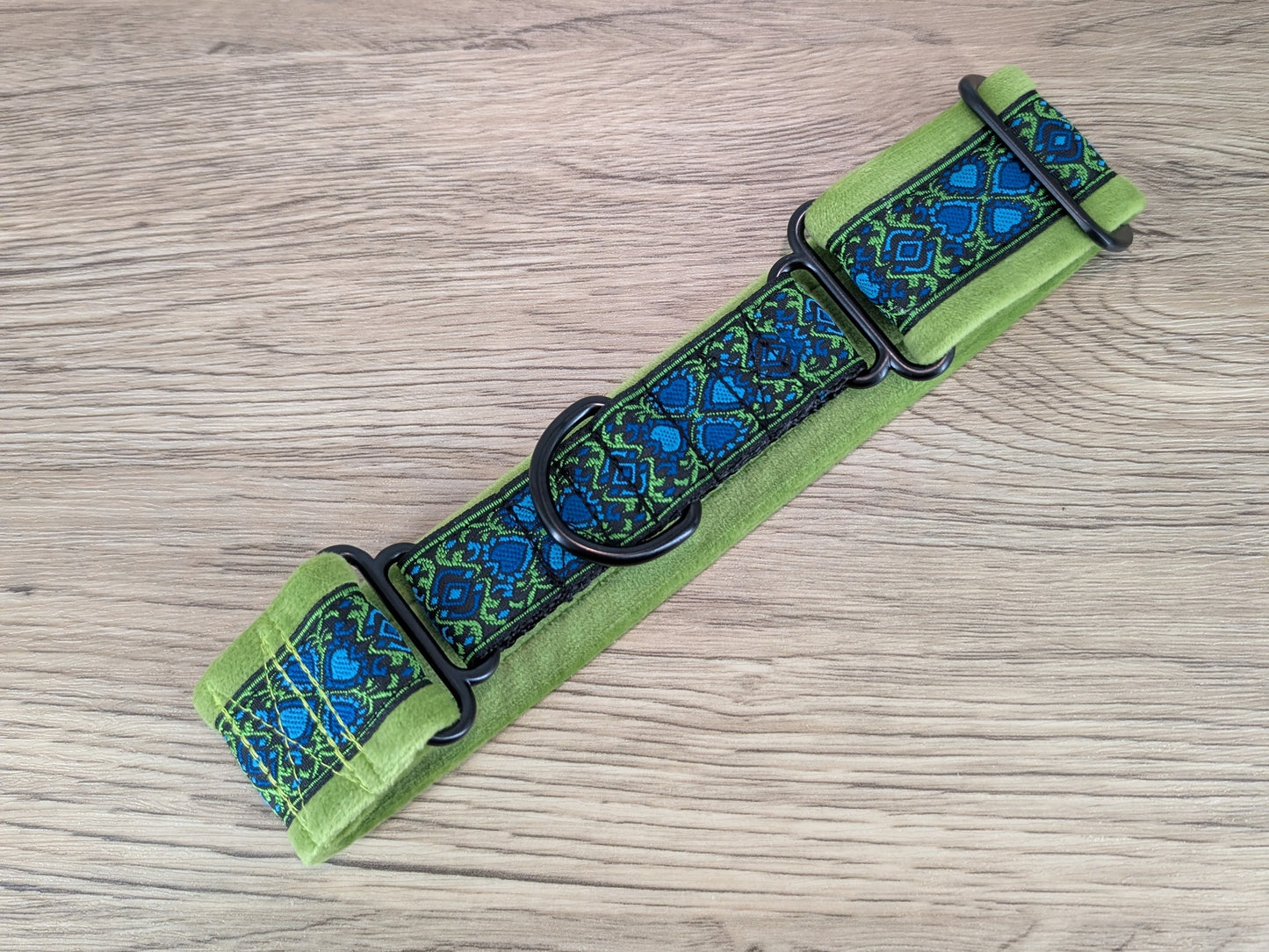 Green Velvet Lined Martingale/Half-check Dog Collar