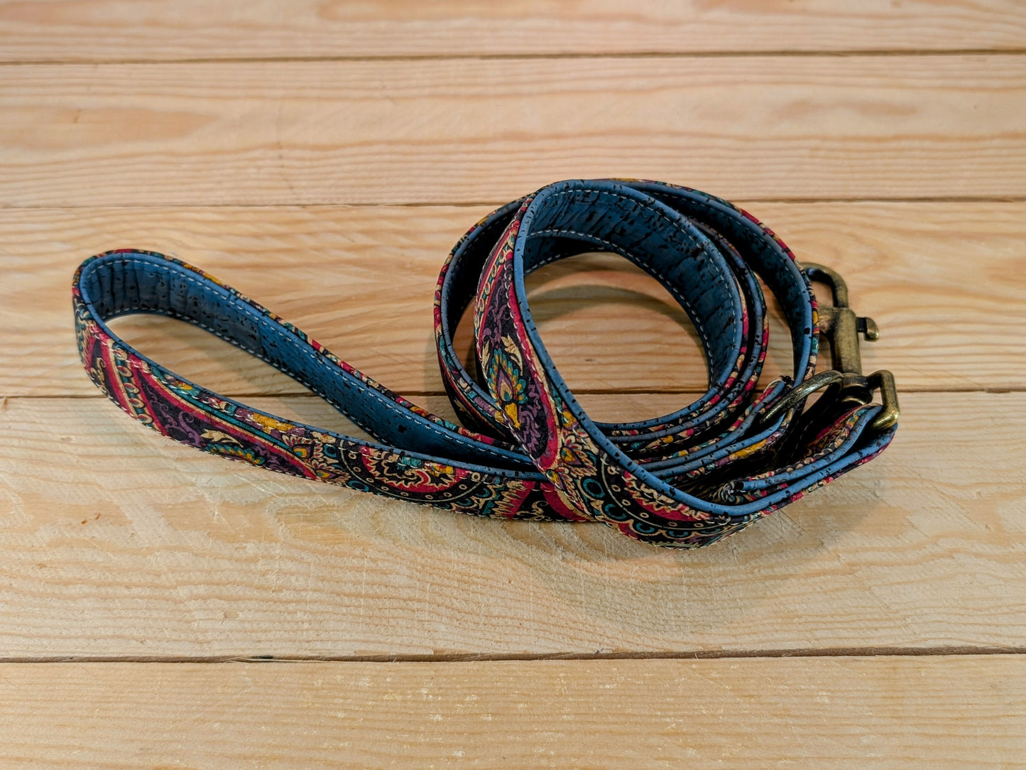 Cork Vegan Leather Paisley Dog Lead