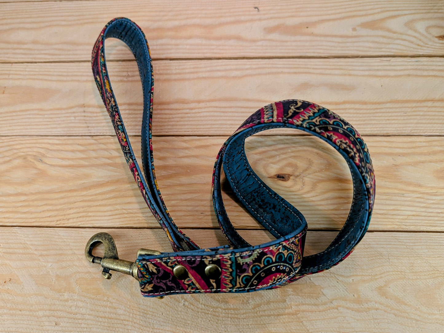Cork Vegan Leather Paisley Dog Lead