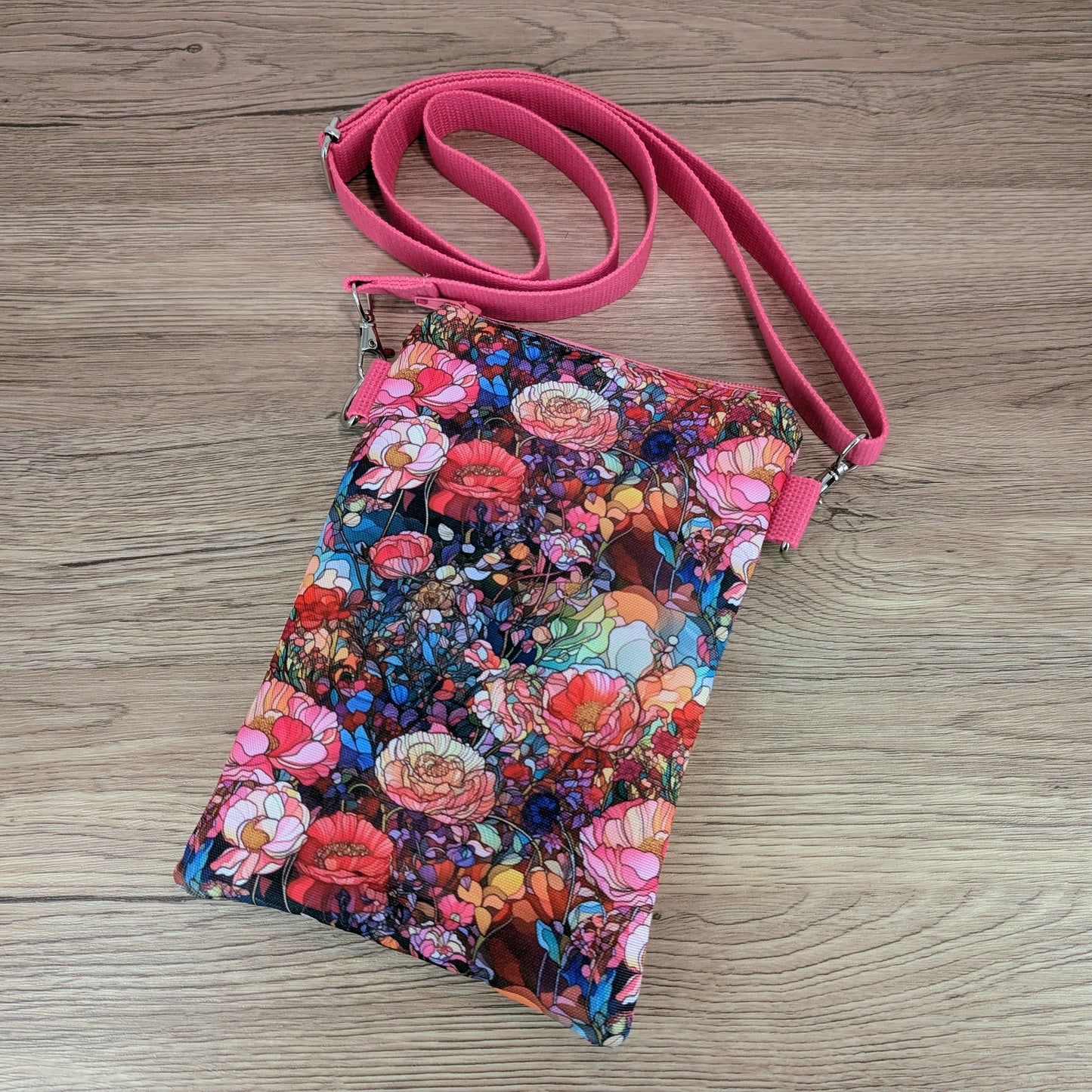 Pink Floral Dog Walking Cross Body Bag