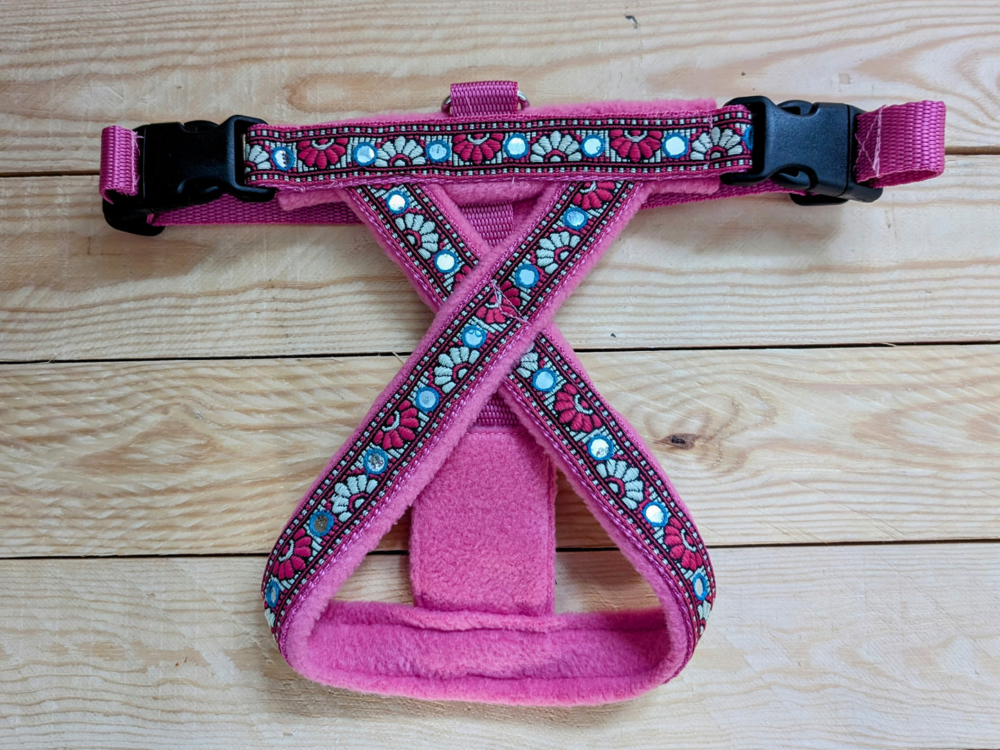 Cerise Mirrored Fleece Lined Dog Harness