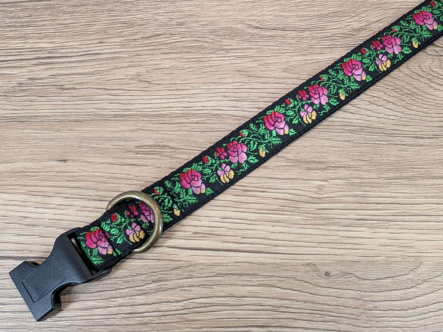Pink Roses Floral Dog Collar