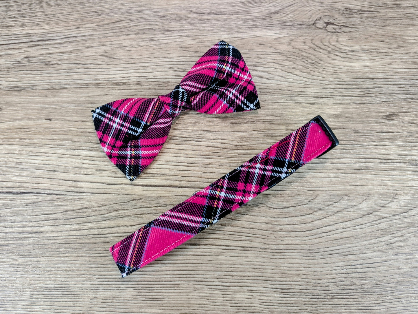 Cerise Tartan/Plaid Dog Bow Tie