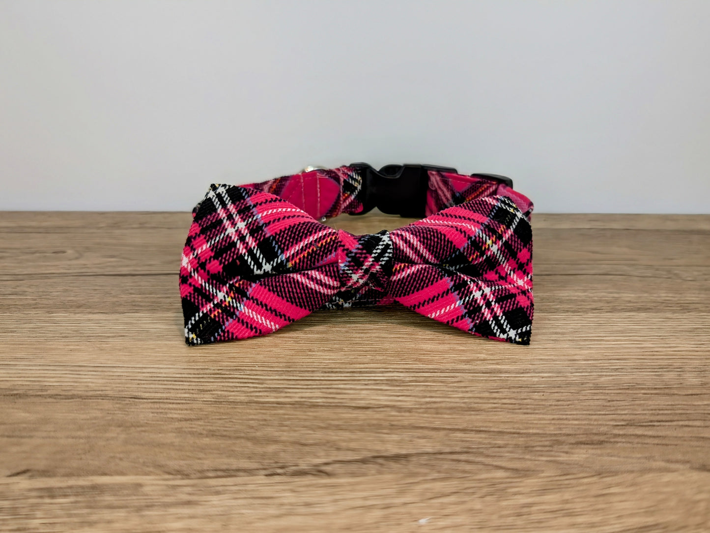 Cerise Tartan/Plaid Dog Bow Tie