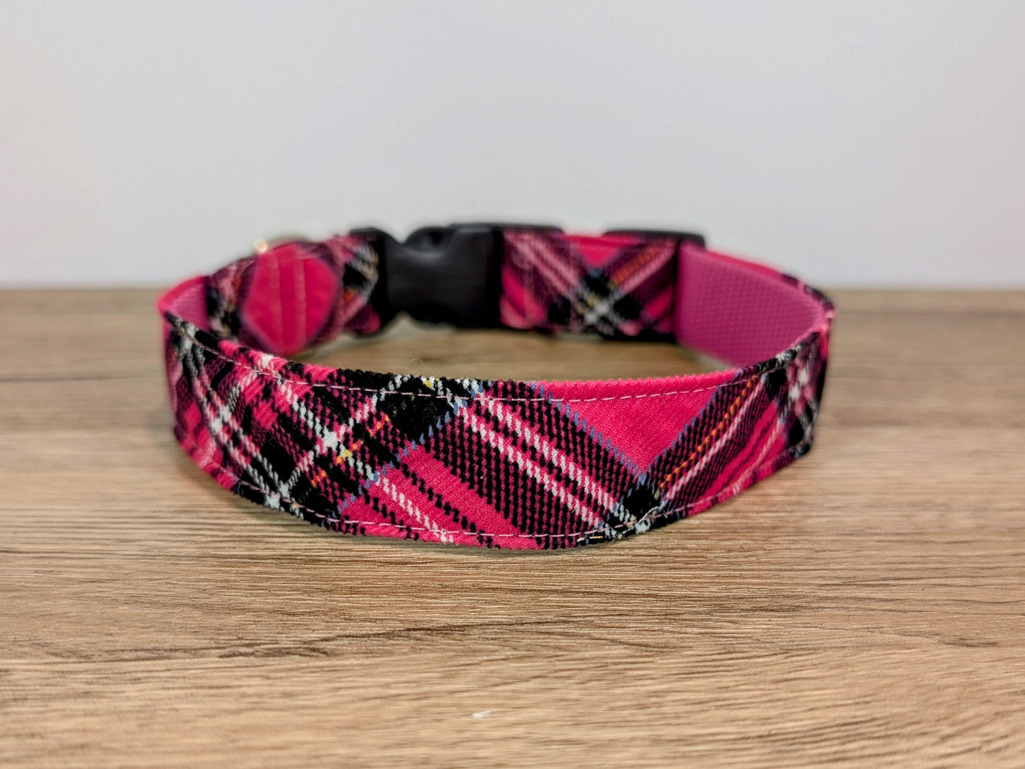 Cerise Pink Tartan/Plaid Dog Collar