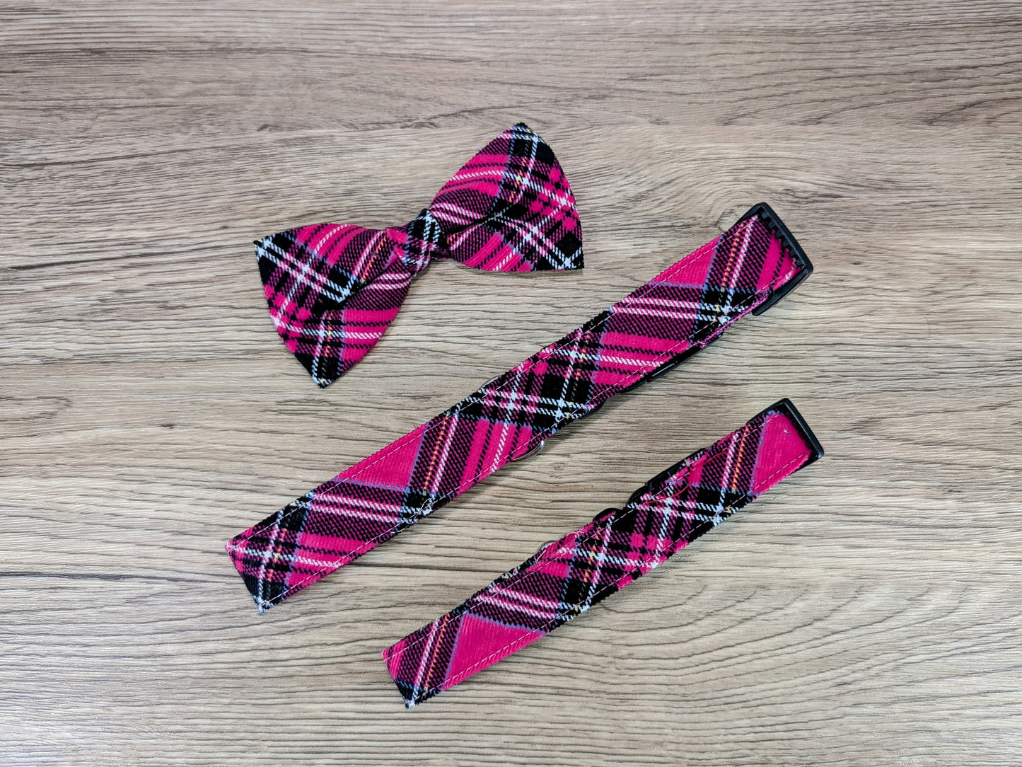 Cerise Tartan/Plaid Dog Bow Tie