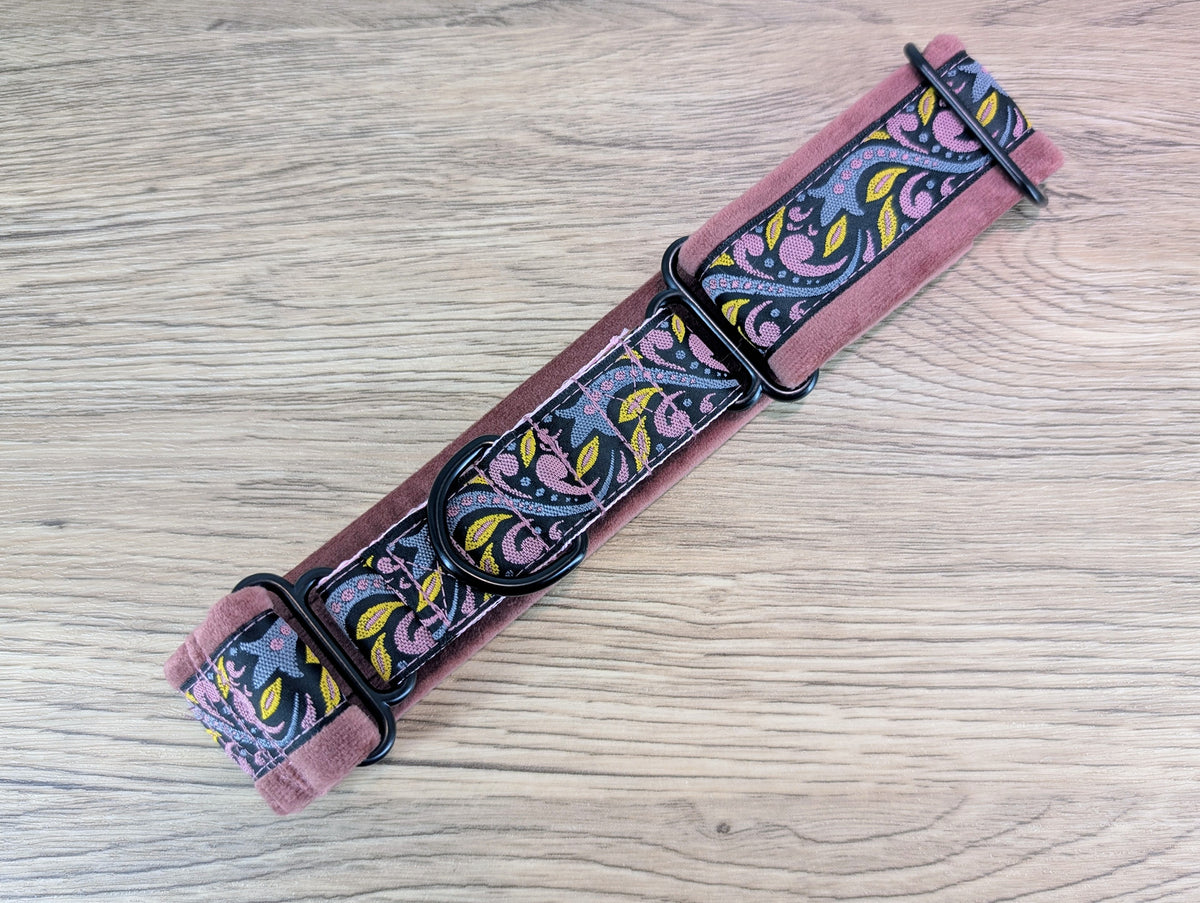 Pink Velvet Lined Martingale/Half-check Dog Collar