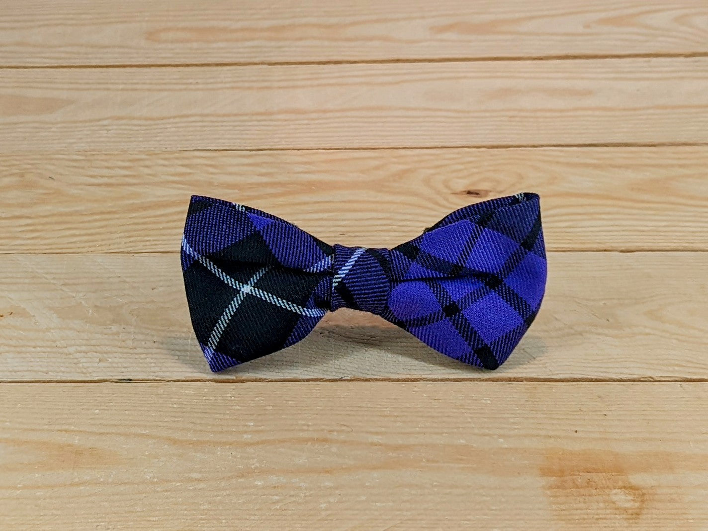 Purple Tartan Dog Bow Tie Front