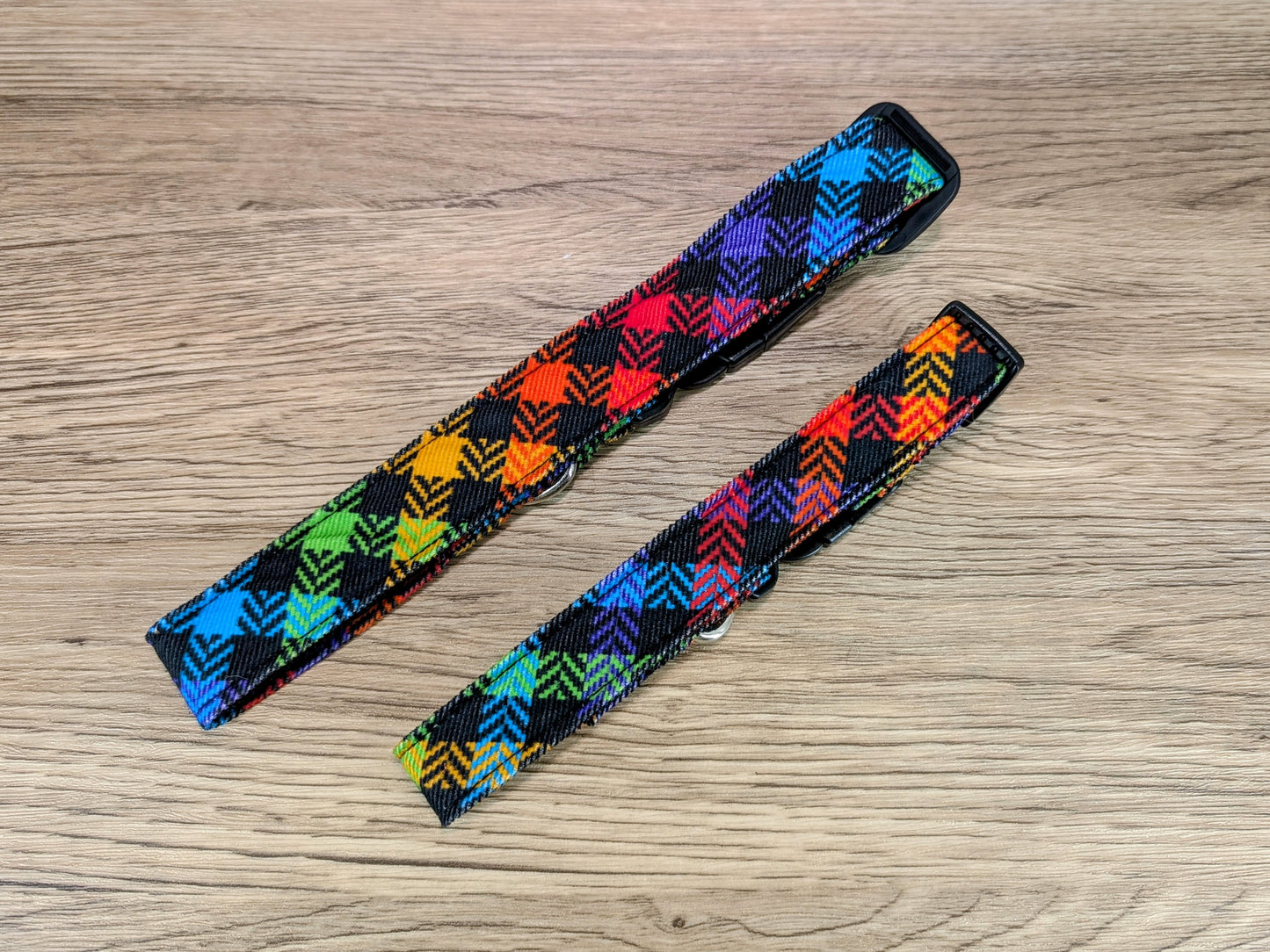 Rainbow Check Dog Collar