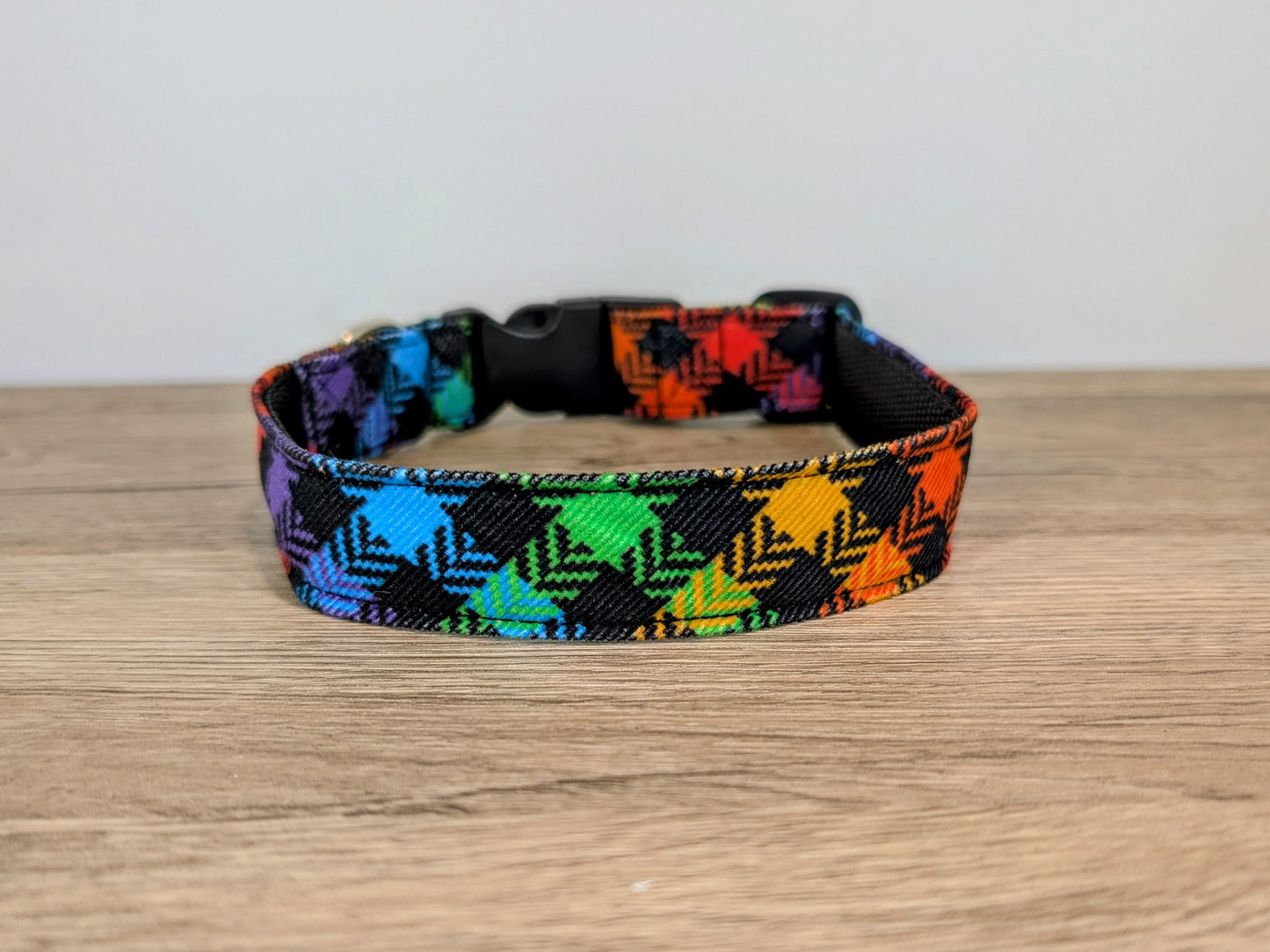 Rainbow Check Dog Collar