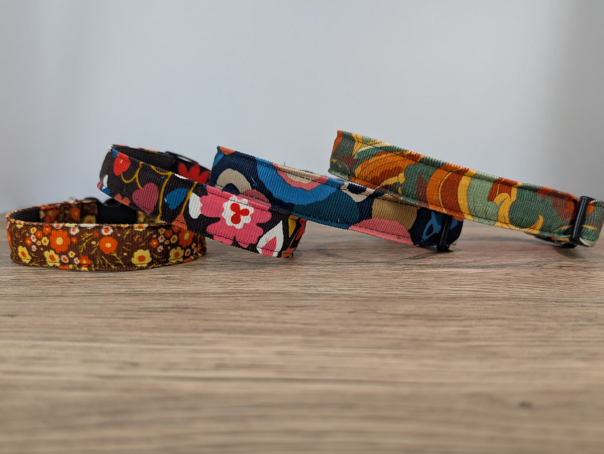 Multi-coloured Flower Power Floral Retro Style Dog Collar