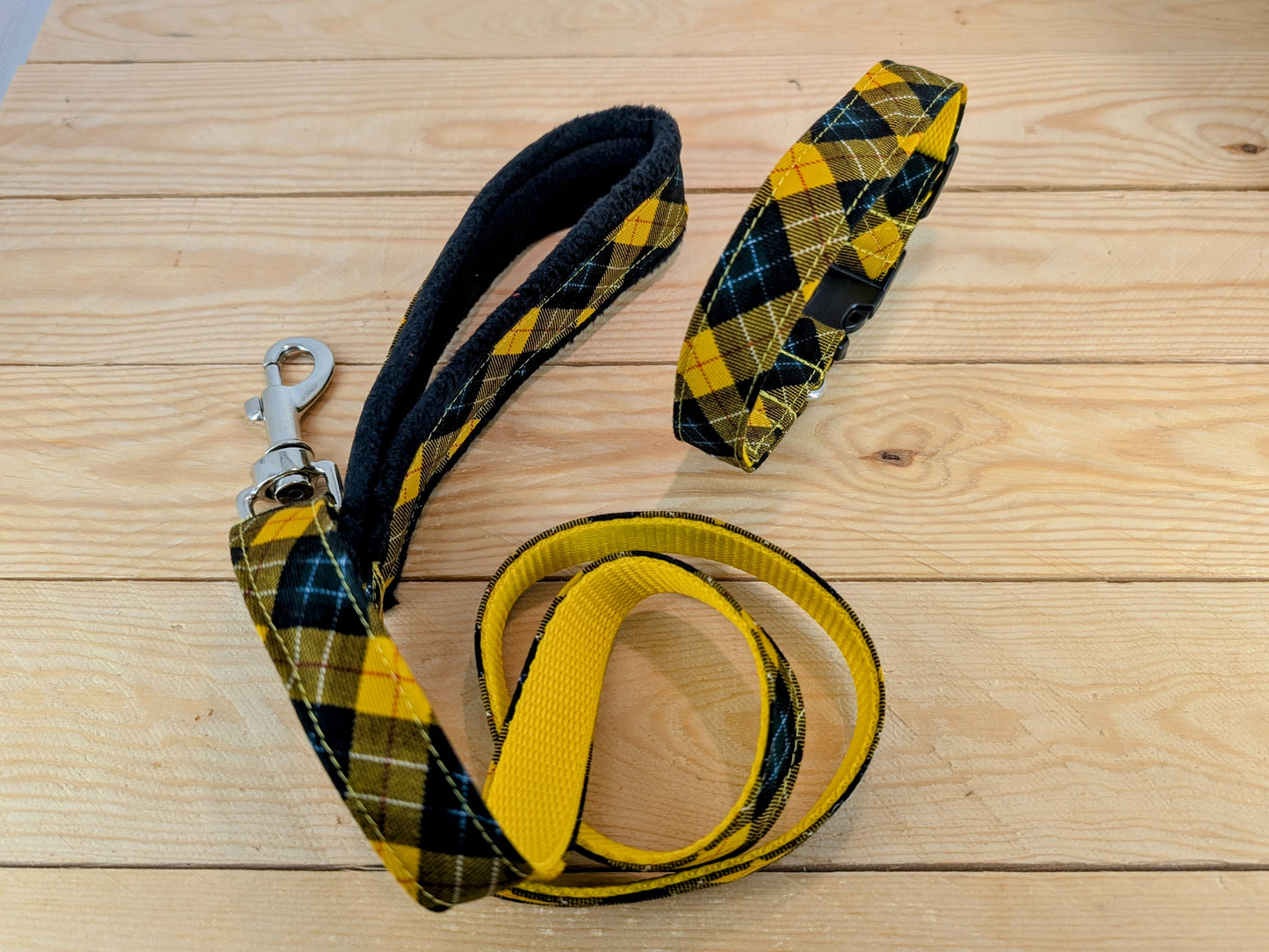 Yellow Check Dog Lead