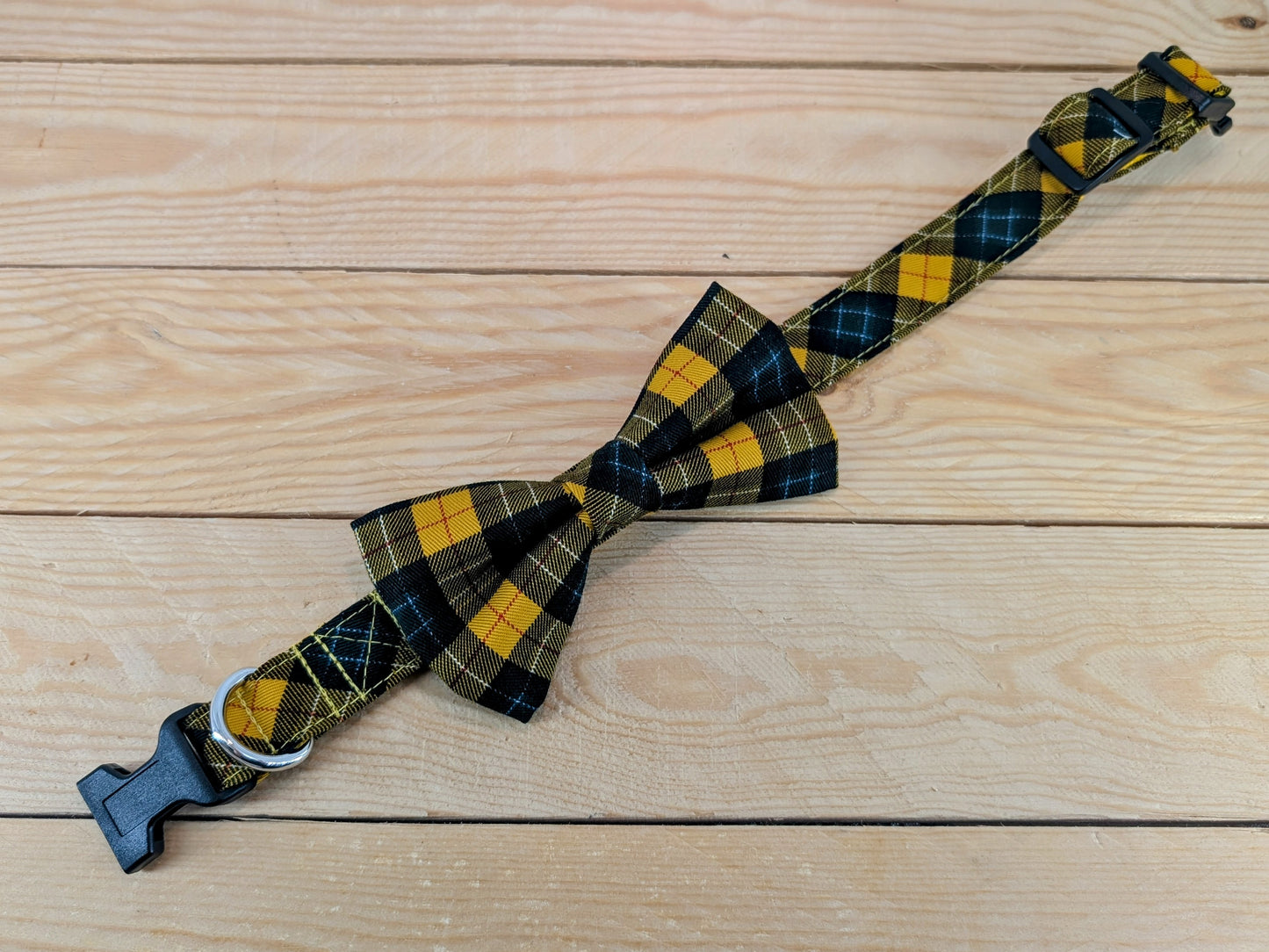 Yellow Check Dog Bow Tie