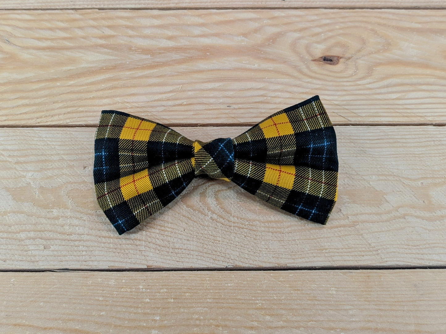 Yellow Check Dog Bow Tie