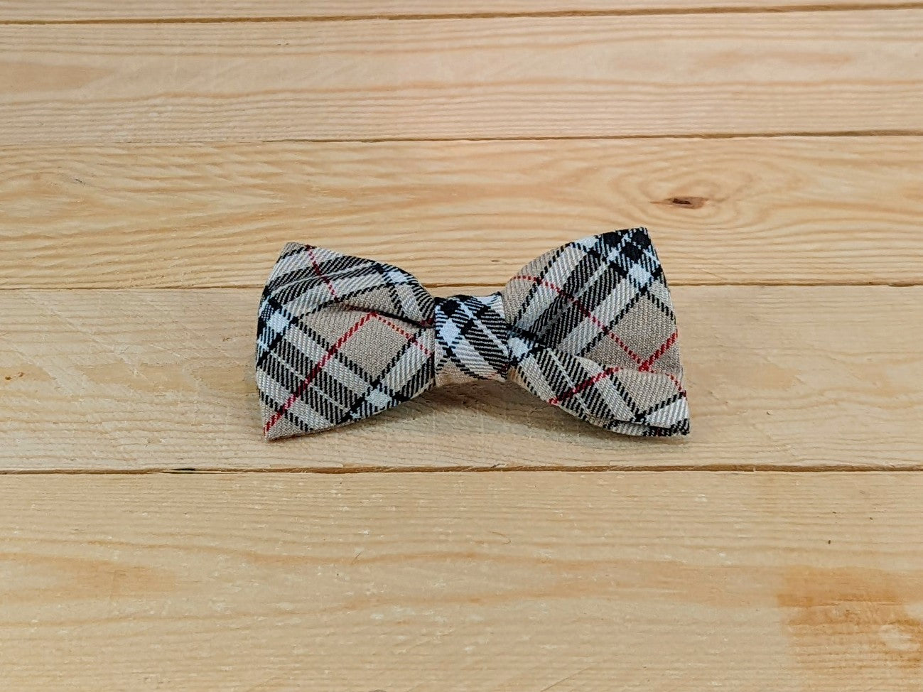 Camel Check Dog Bow Tie Front