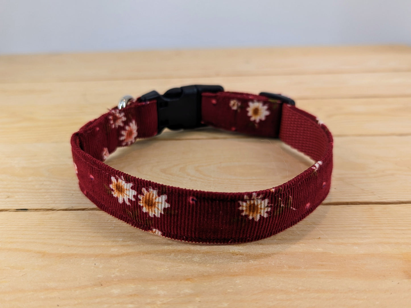 Red Daisy Dog Collar Side View