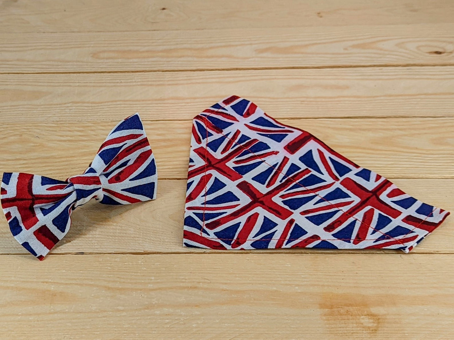 Union Jack Dog Bow Tie and Dog Bandana set