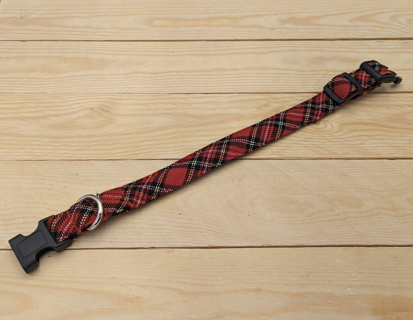 Red Tartan Dog Collar Unclipped