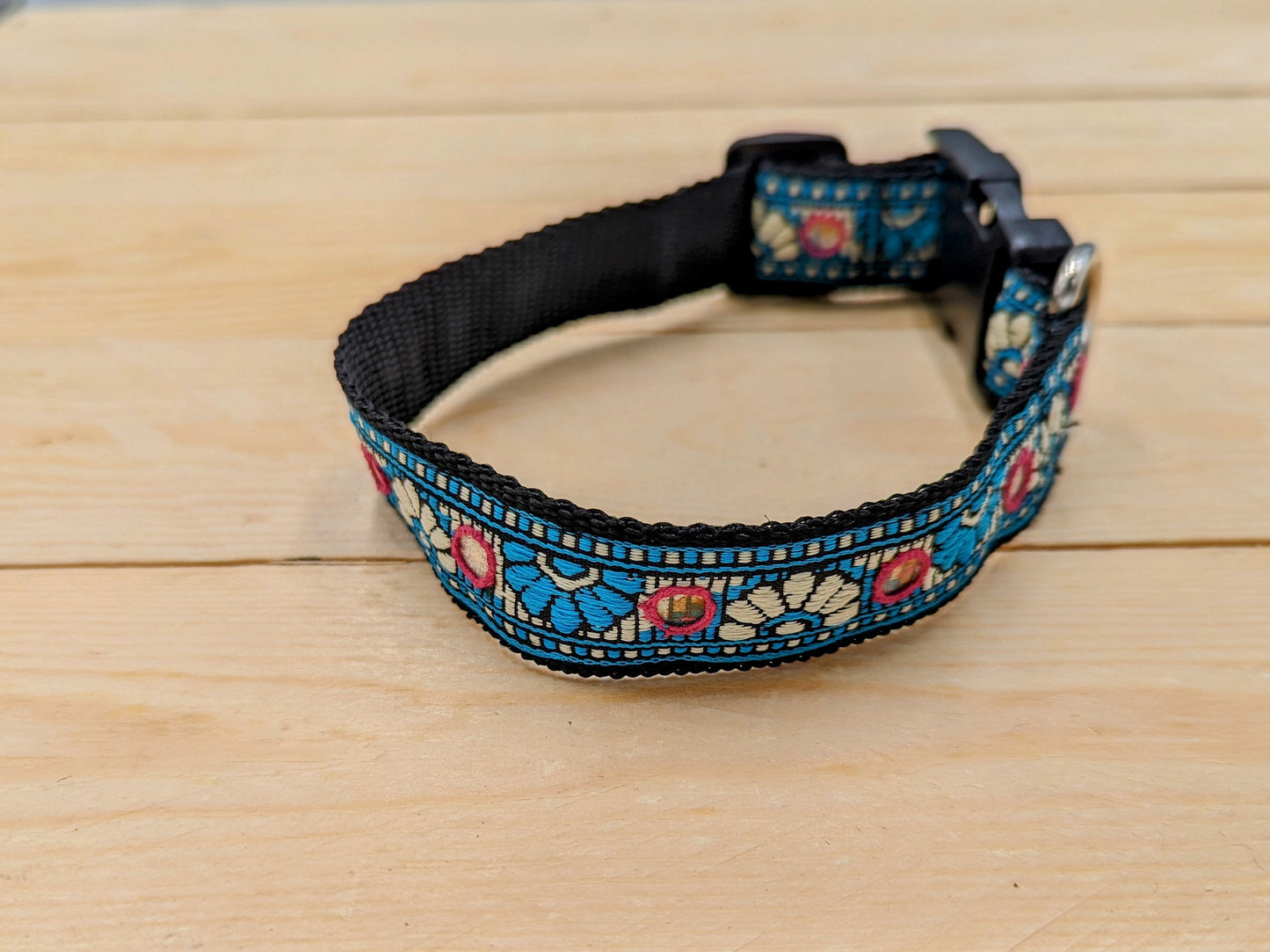Turquoise Mirrored Dog Collar Thicker Width