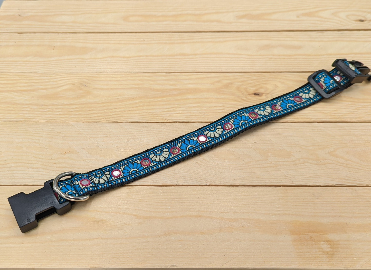 Turquoise Mirrored Dog Collar Unclipped