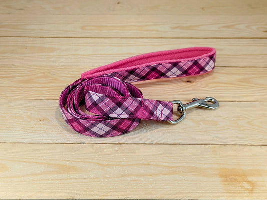 Pink Check Dog Lead
