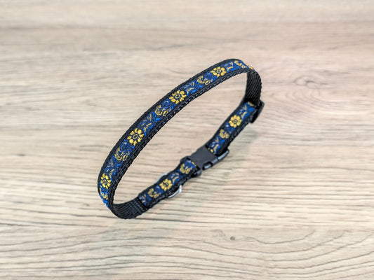 Yellow and Blue Floral Small Dog/Puppy Collar