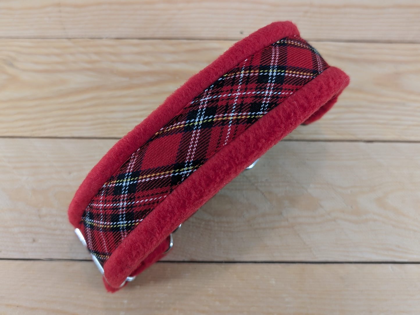 Red Tartan Fleece Lined Martingale/Half-check Dog Collar