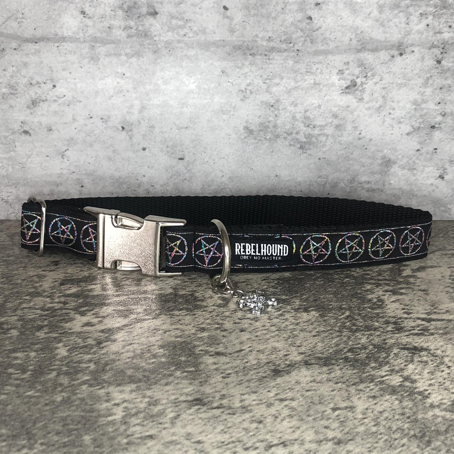 COVEN Black Pentacles Dog Collar