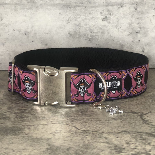 CUTLASS Pink Pirate Dog Collar
