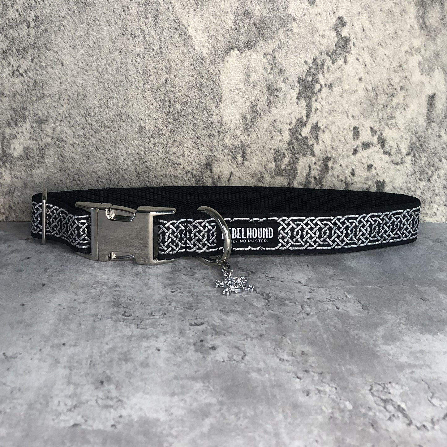 MORRIGAN Black Celtic Knots Dog Collar