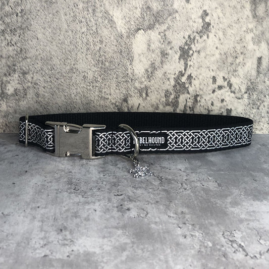 MORRIGAN Black Celtic Knots Dog Collar