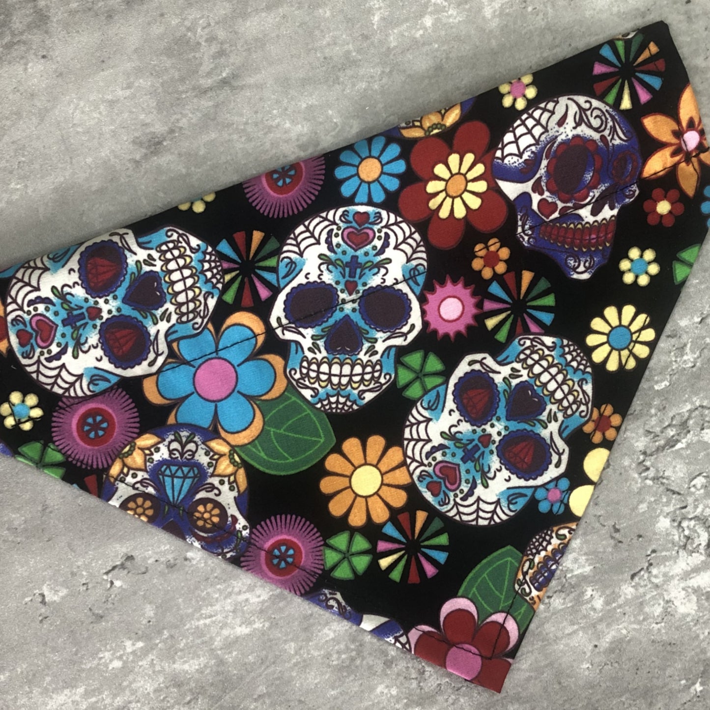 MUERTOS Black Sugar Skull Dog Bandana