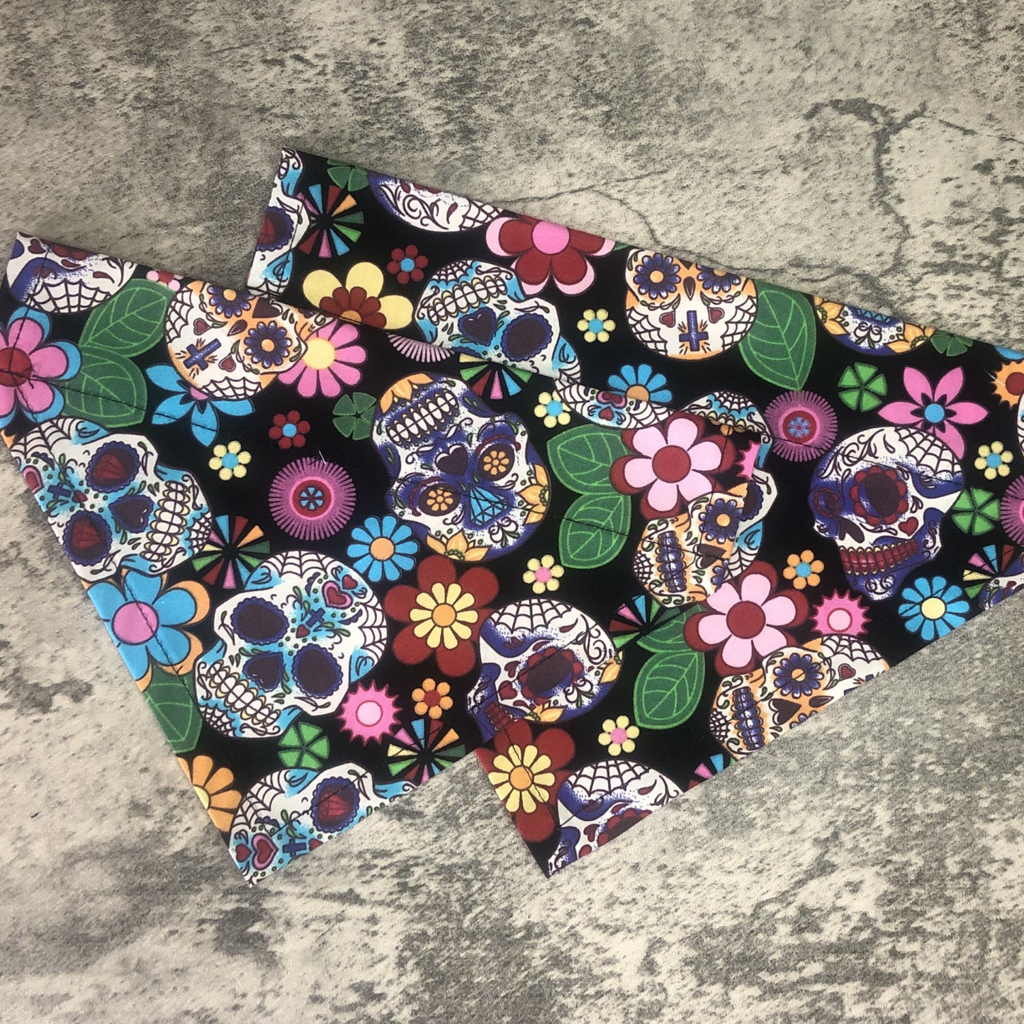 MUERTOS Black Sugar Skull Dog Bandana