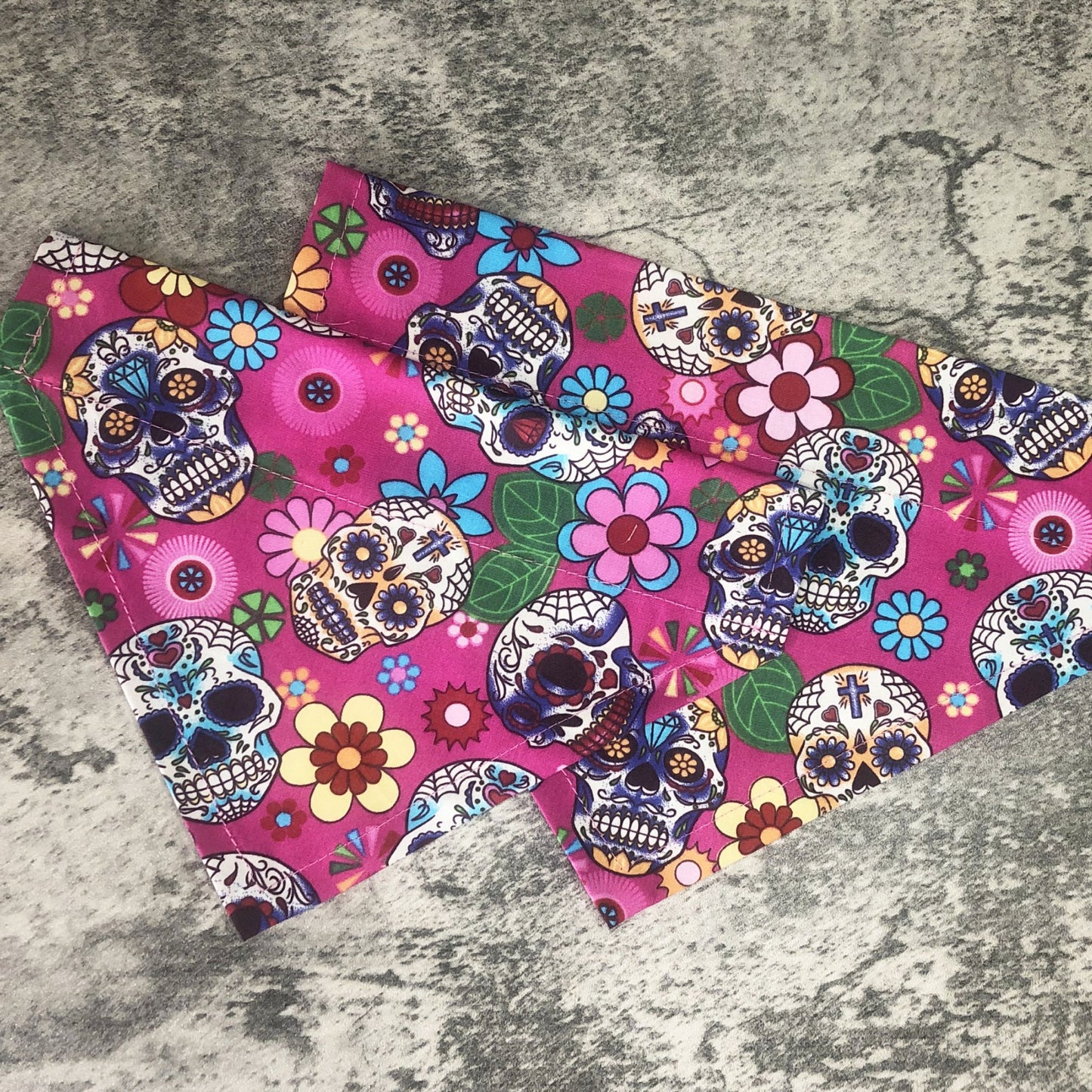 MUERTOS Pink Sugar Skull Dog Bandana