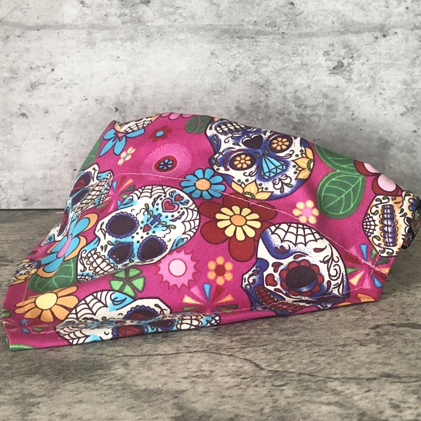 MUERTOS Pink Sugar Skull Dog Bandana