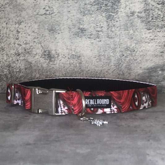 OCULUS Red Sugar Skulls Dog Collar