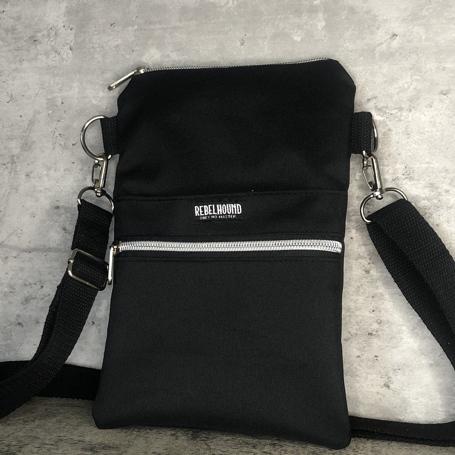 ONYX Black and Silver Waterproof Dog Walking Cross Body Bag